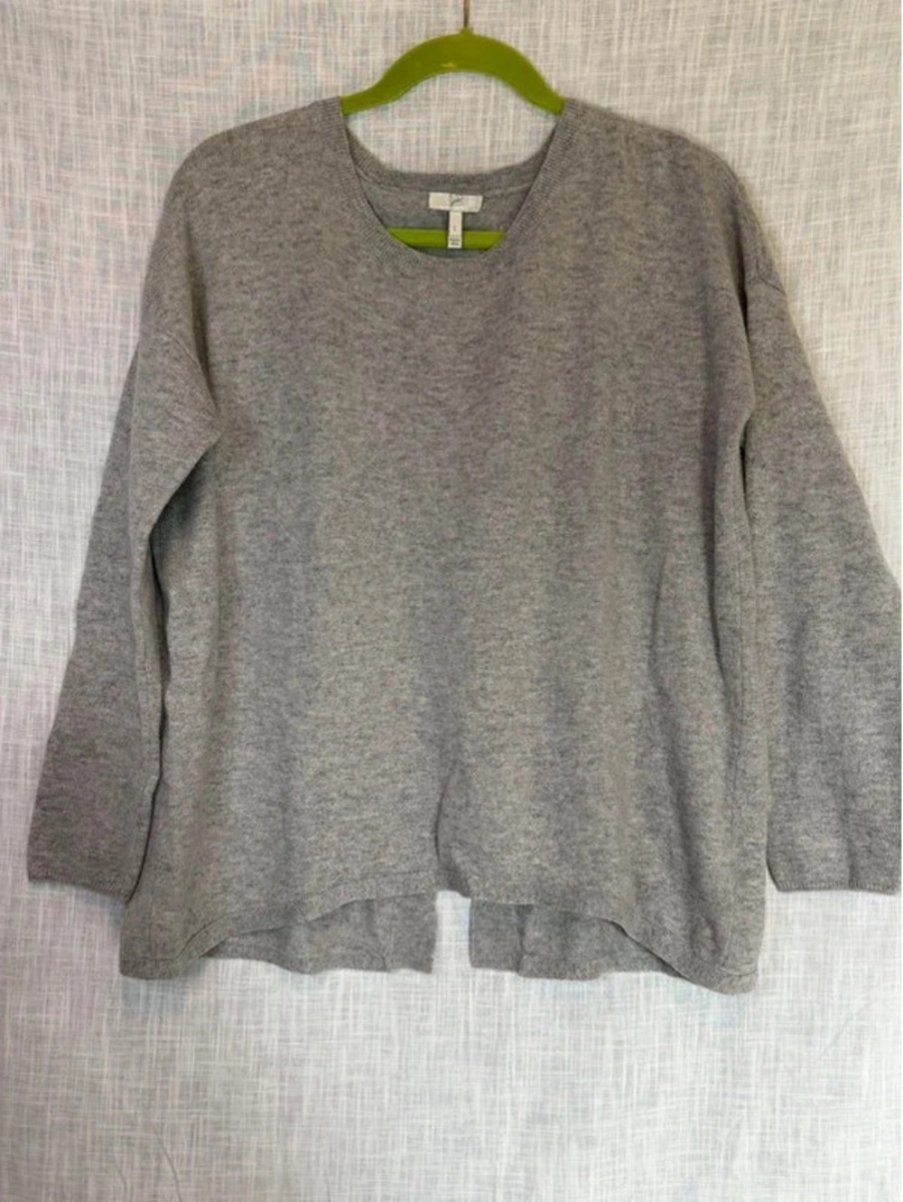 Joie 100% Cashmere Split-Back Sweater L Gray Oversized Old Money Quiet Luxury